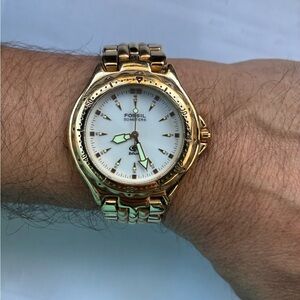 Fossil Gold-Tone Watch with White Dial